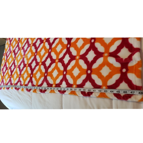 ESPRIT HOME Blanket Orange Pink White Soft Throw - Picture 3 of 6
